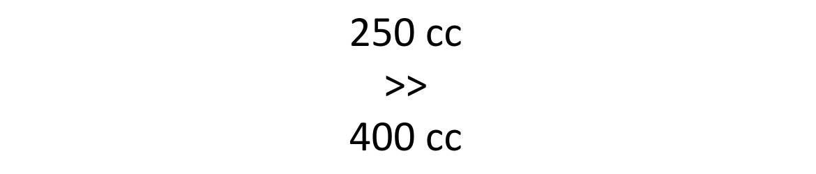 250 cc > 400 cc