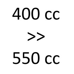 400 cc > 550 cc